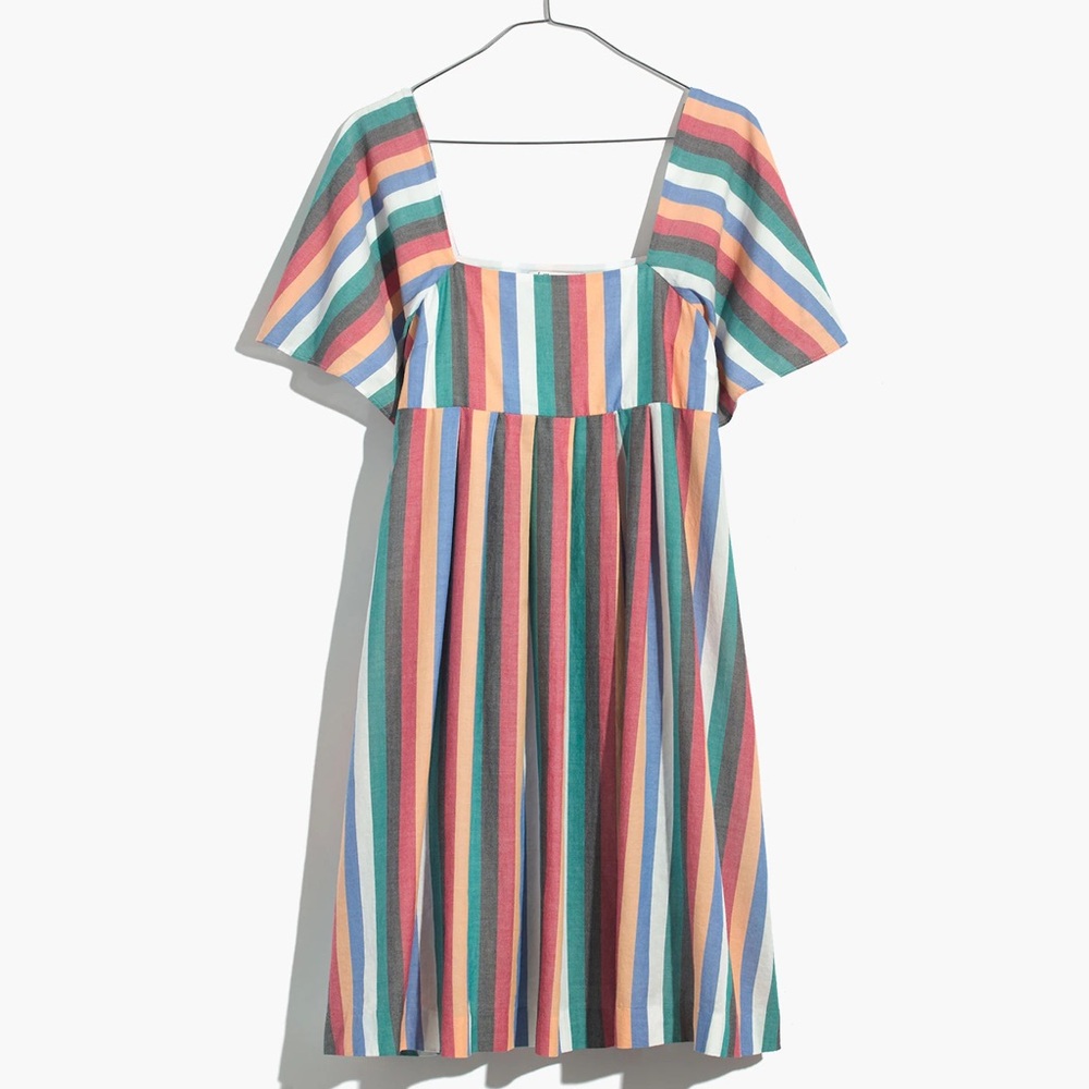 Madewell Multicolor Striped Square Neck Mini Dress
